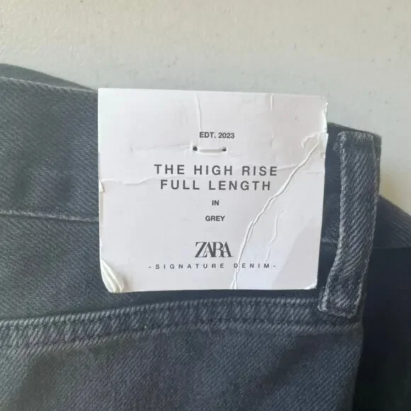 NWT! Zara Straight Leg Dark Gray High Rise Jean Size 4 - Picture 12 of 13